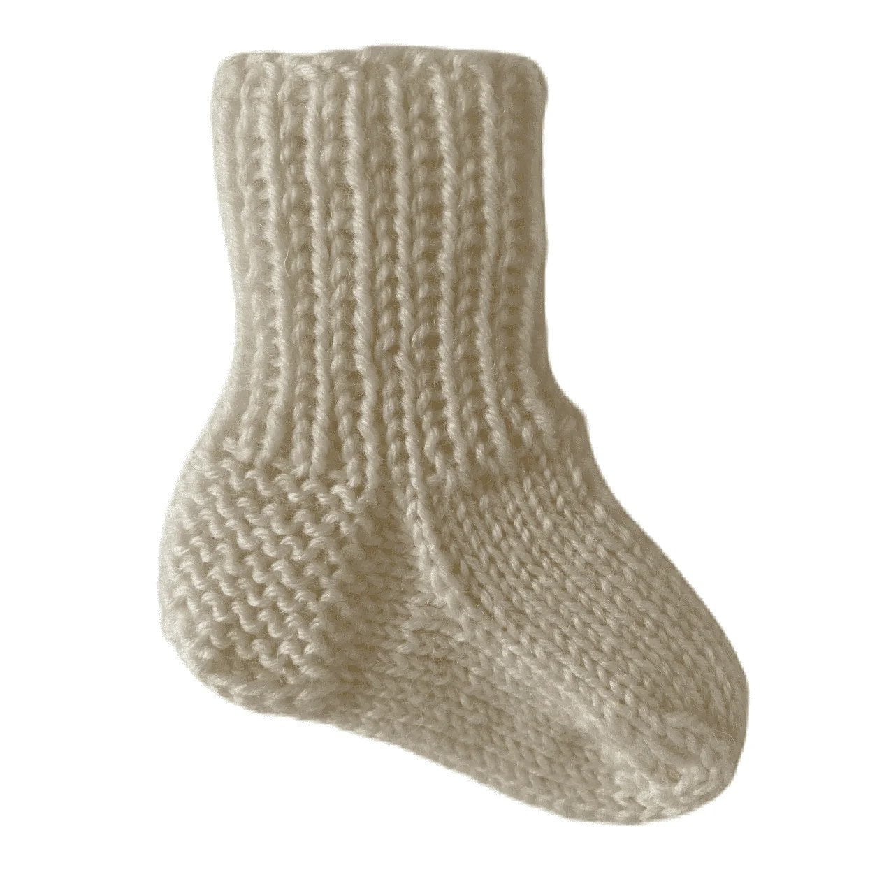 Handmade Baby Wool Socks White - Simple 0 – 3 months